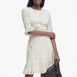 Banana Republic eyelet dress, off-white, size 4P